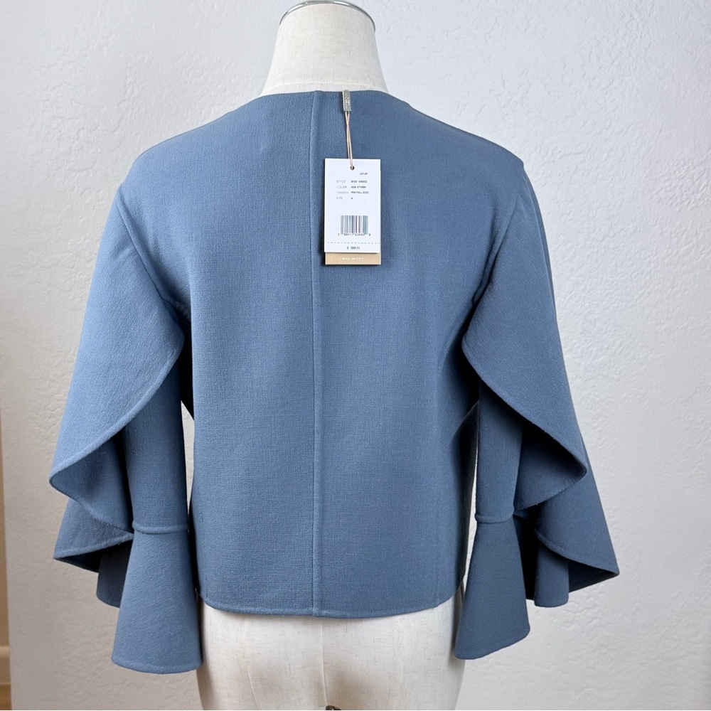 Michael Kors Collection Blue Crop Jacket Purple Label/Bell Sleeve 8 Italy Luxury